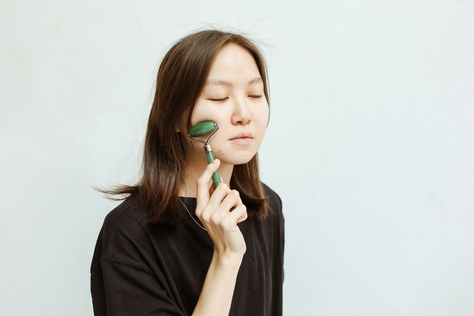 Skincare ritual with facial roller
